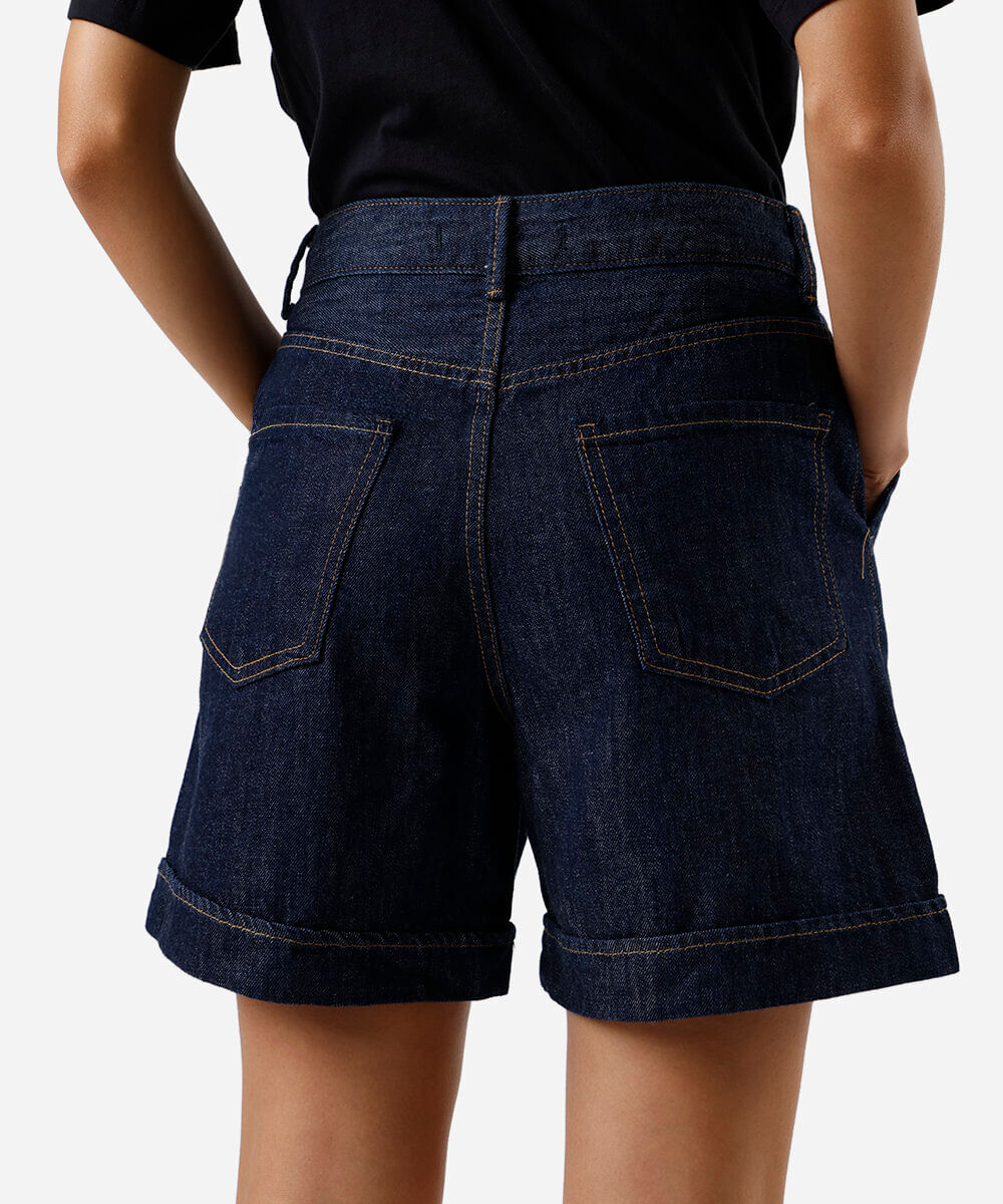 bermuda reta feminina jeans azul