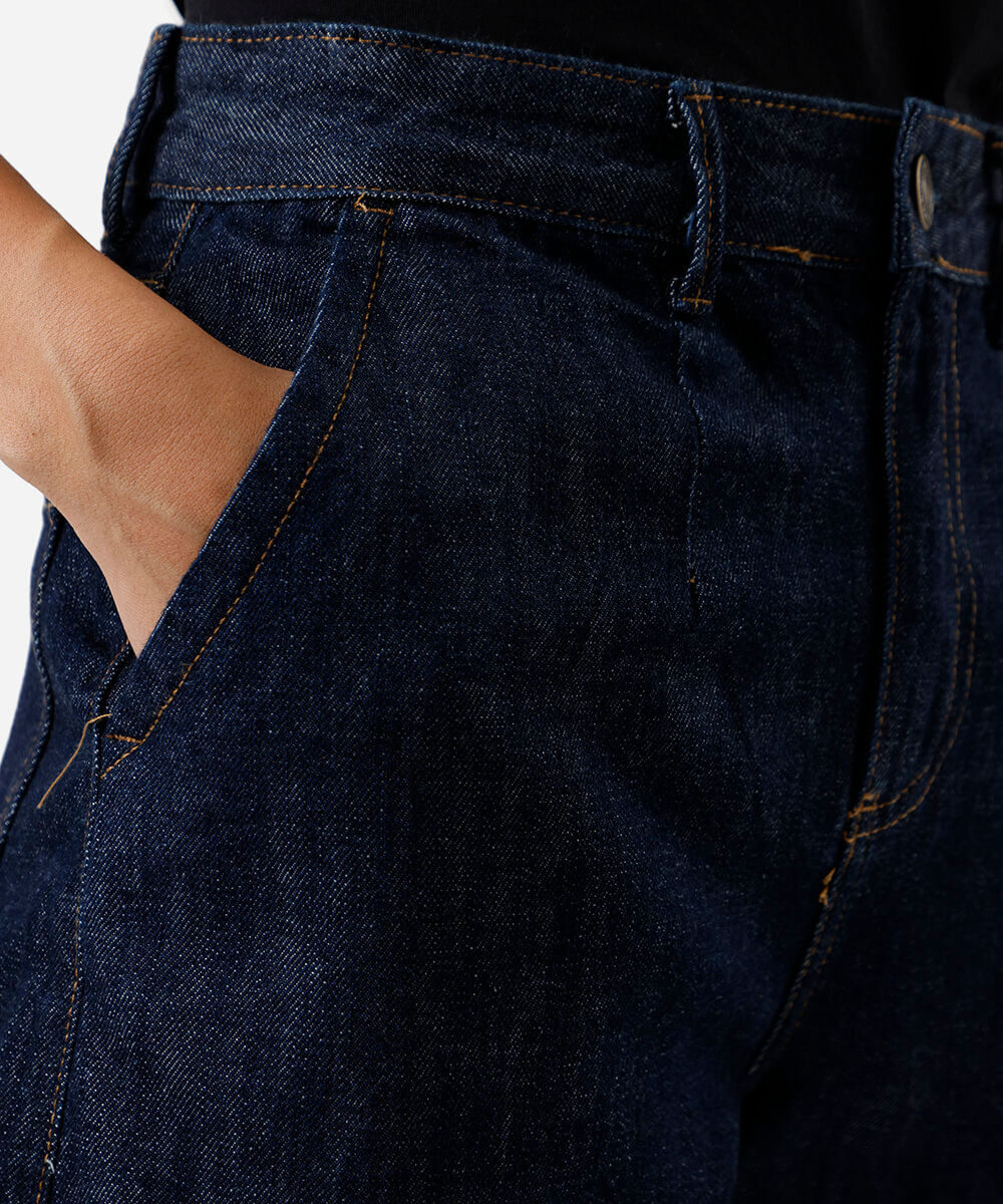 bermuda reta feminina jeans azul