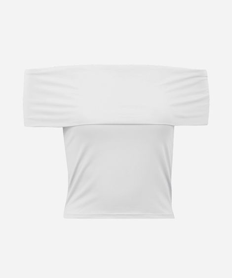 blusa juvenil ombro a ombro de poliamida off white