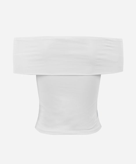 blusa juvenil ombro a ombro de poliamida off white