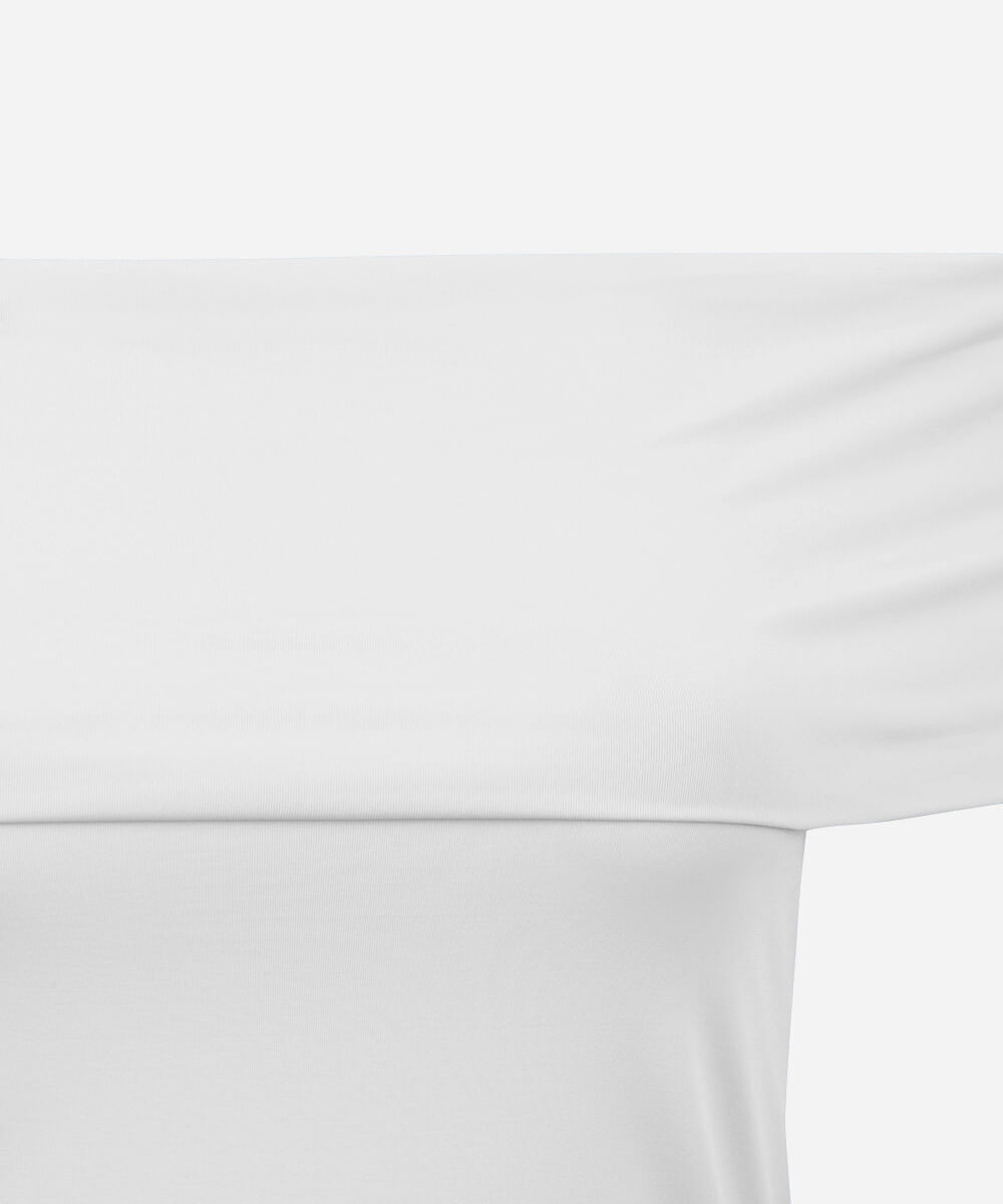 blusa juvenil ombro a ombro de poliamida off white