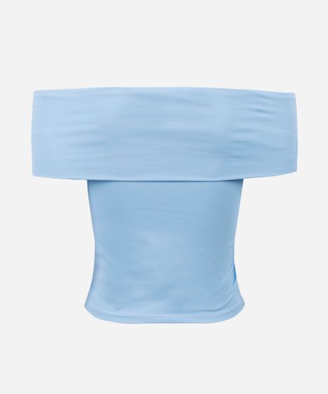 blusa juvenil ombro a ombro de poliamida azul