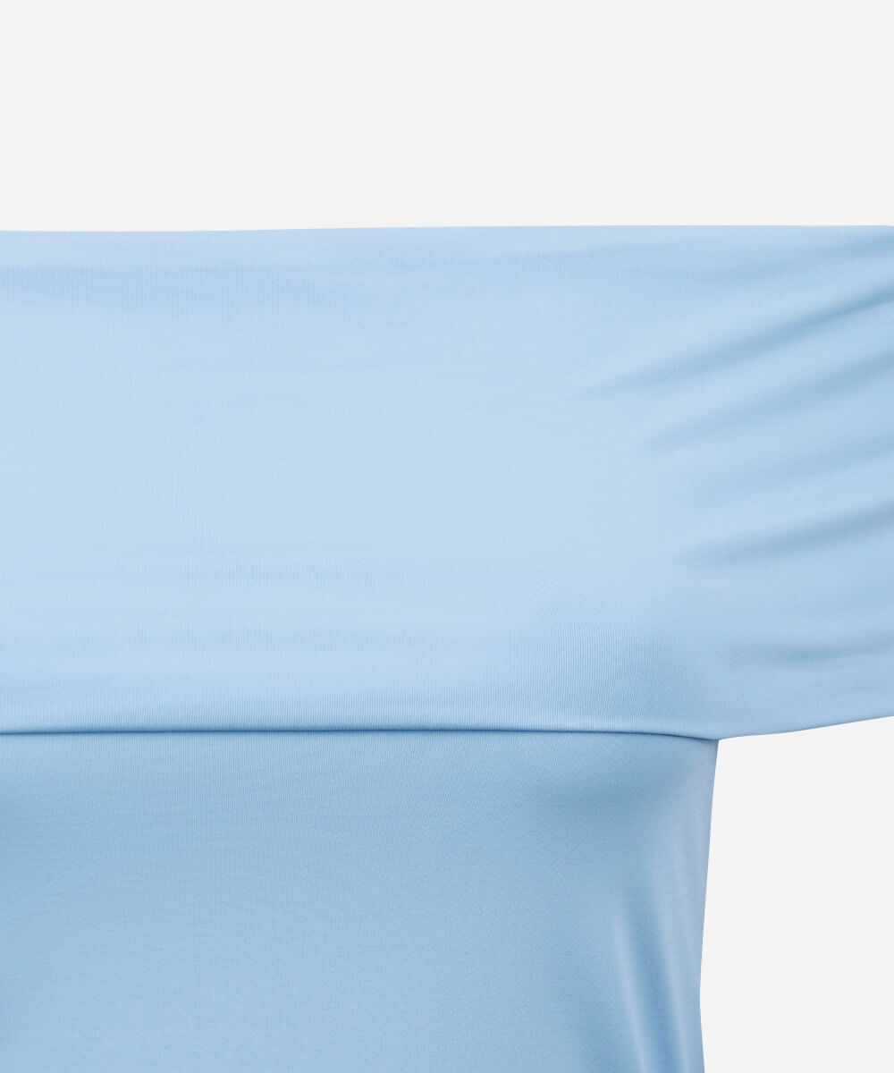 blusa juvenil ombro a ombro de poliamida azul