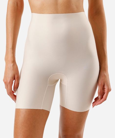 bermuda segunda pele feminina de poliamida bege