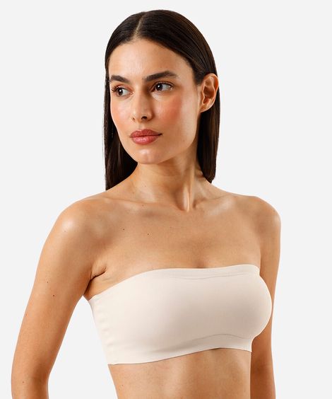 top faixa feminino com bojo removível bege