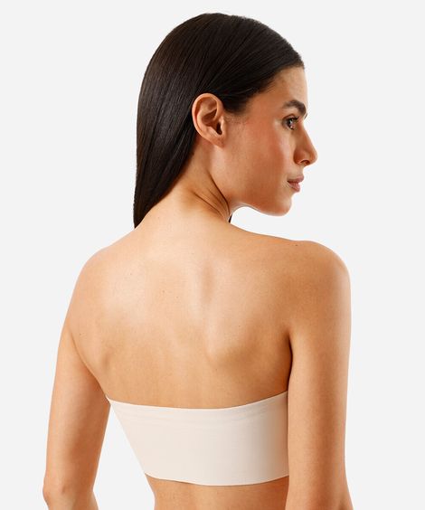 top faixa feminino com bojo removível bege