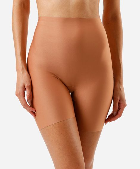 bermuda segunda pele feminina de poliamida marrom