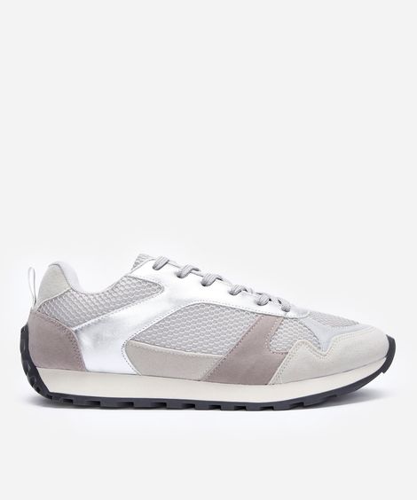 tênis esportivo ace com recortes tratorado cinza