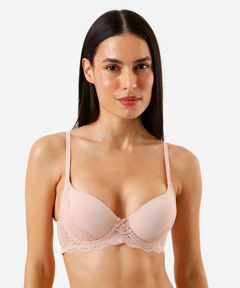 sutiã meia taça feminino com renda rosa