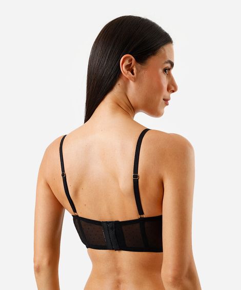 sutiã cropped com bojo e renda preto