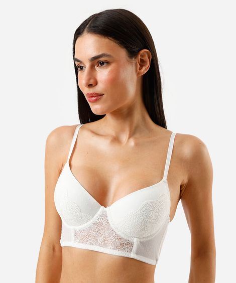 sutiã cropped com bojo e renda off white