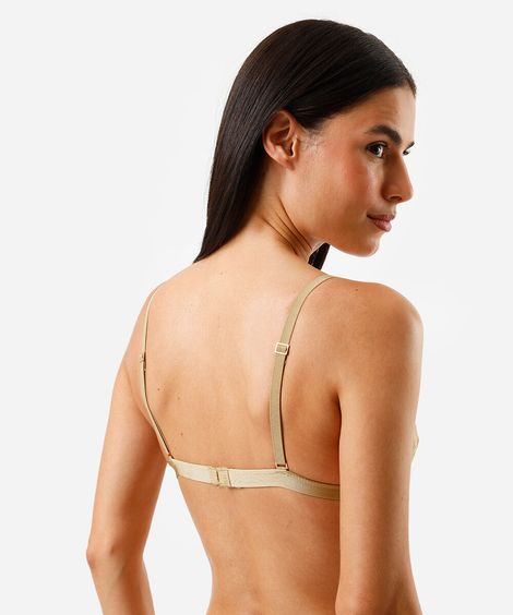 sutiã triângulo microfibra sem bojo e sem aro renda bege