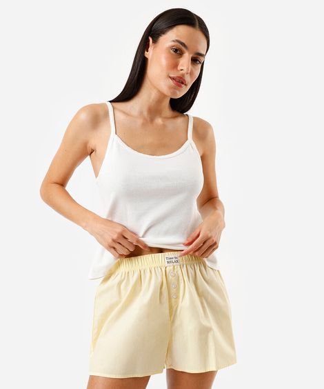 short de pijama avulso feminino boxer amarelo