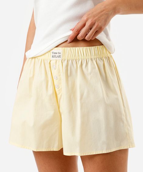 short de pijama avulso feminino boxer amarelo
