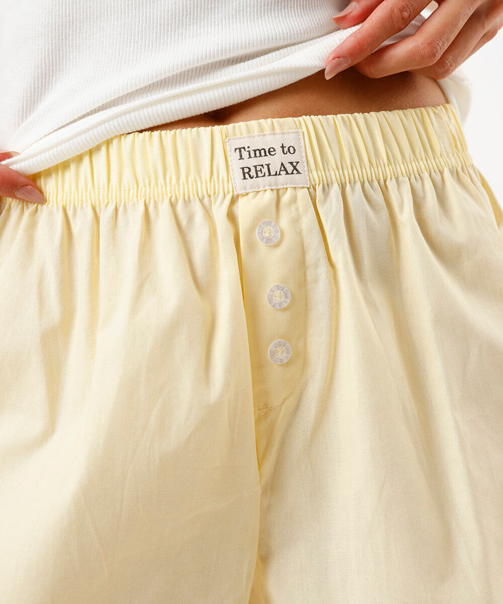 short de pijama avulso feminino boxer amarelo