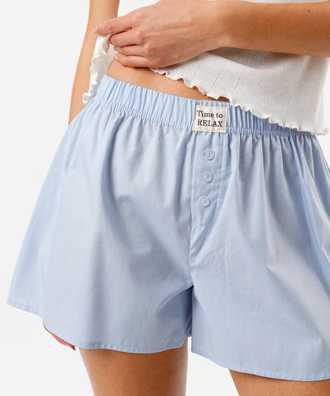 short de pijama avulso feminino boxer azul