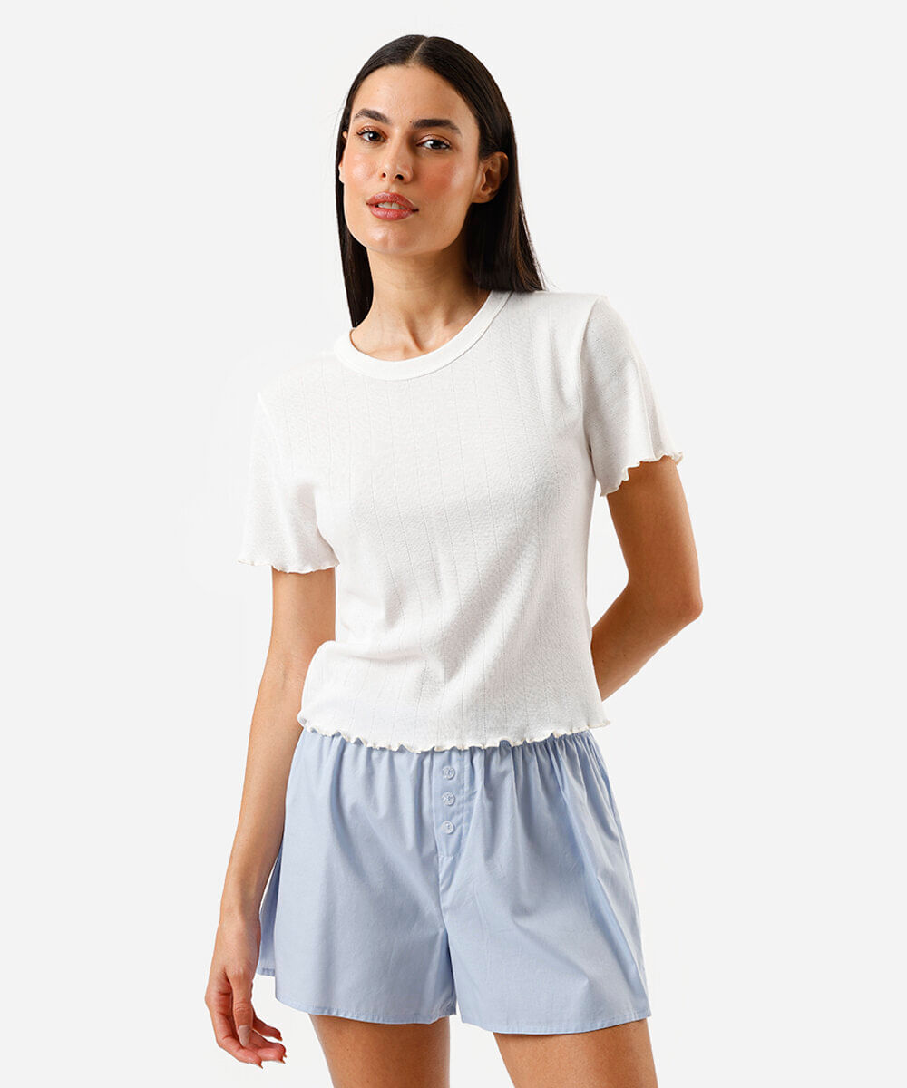 short de pijama avulso feminino boxer azul