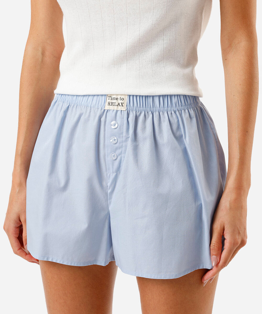 short de pijama avulso feminino boxer azul