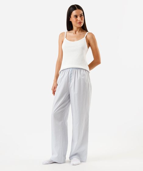 calça de pijama avulsa listrada azul