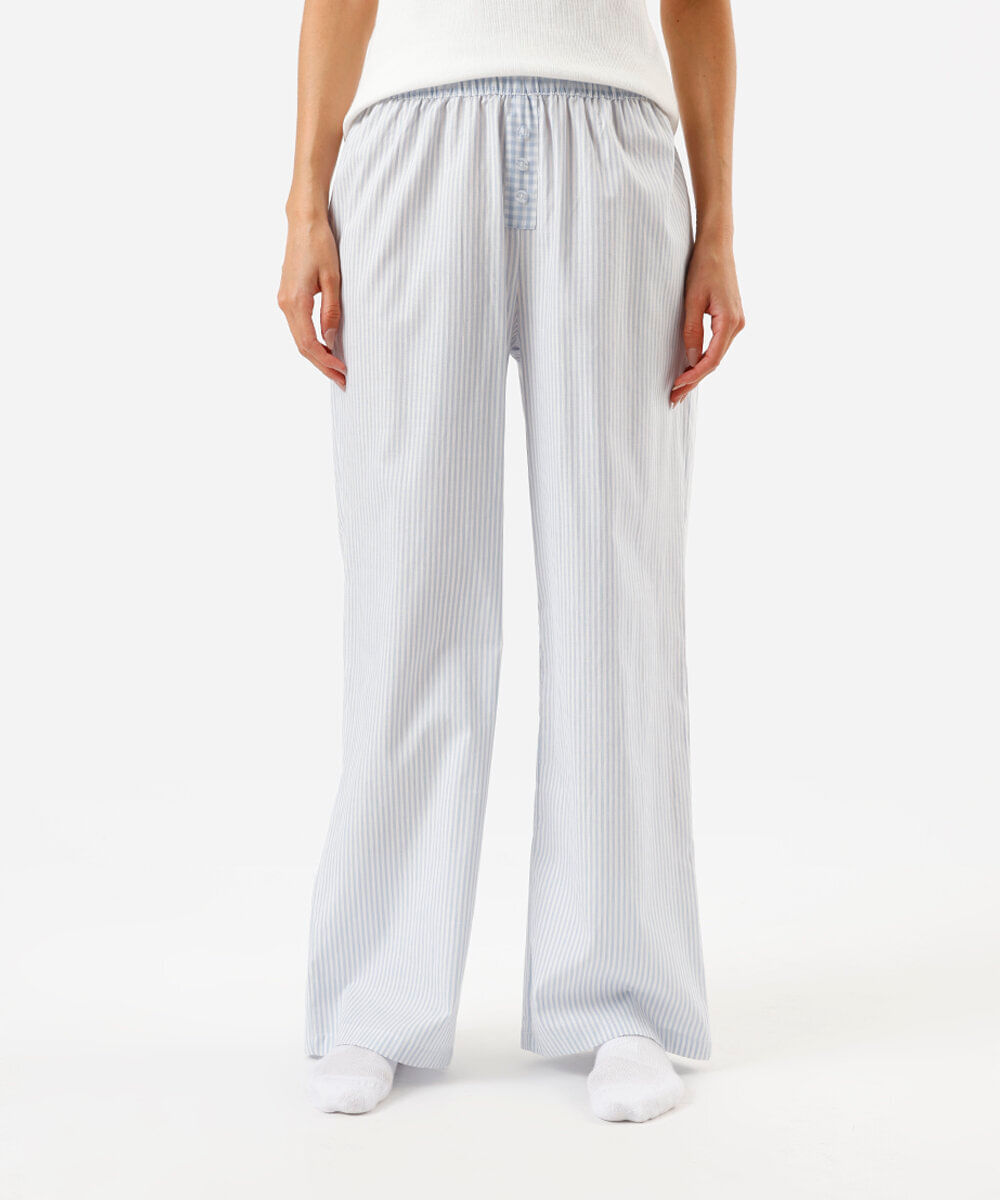 calça de pijama avulsa listrada azul