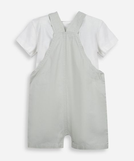 jardineira infantil de algodão com camiseta verde