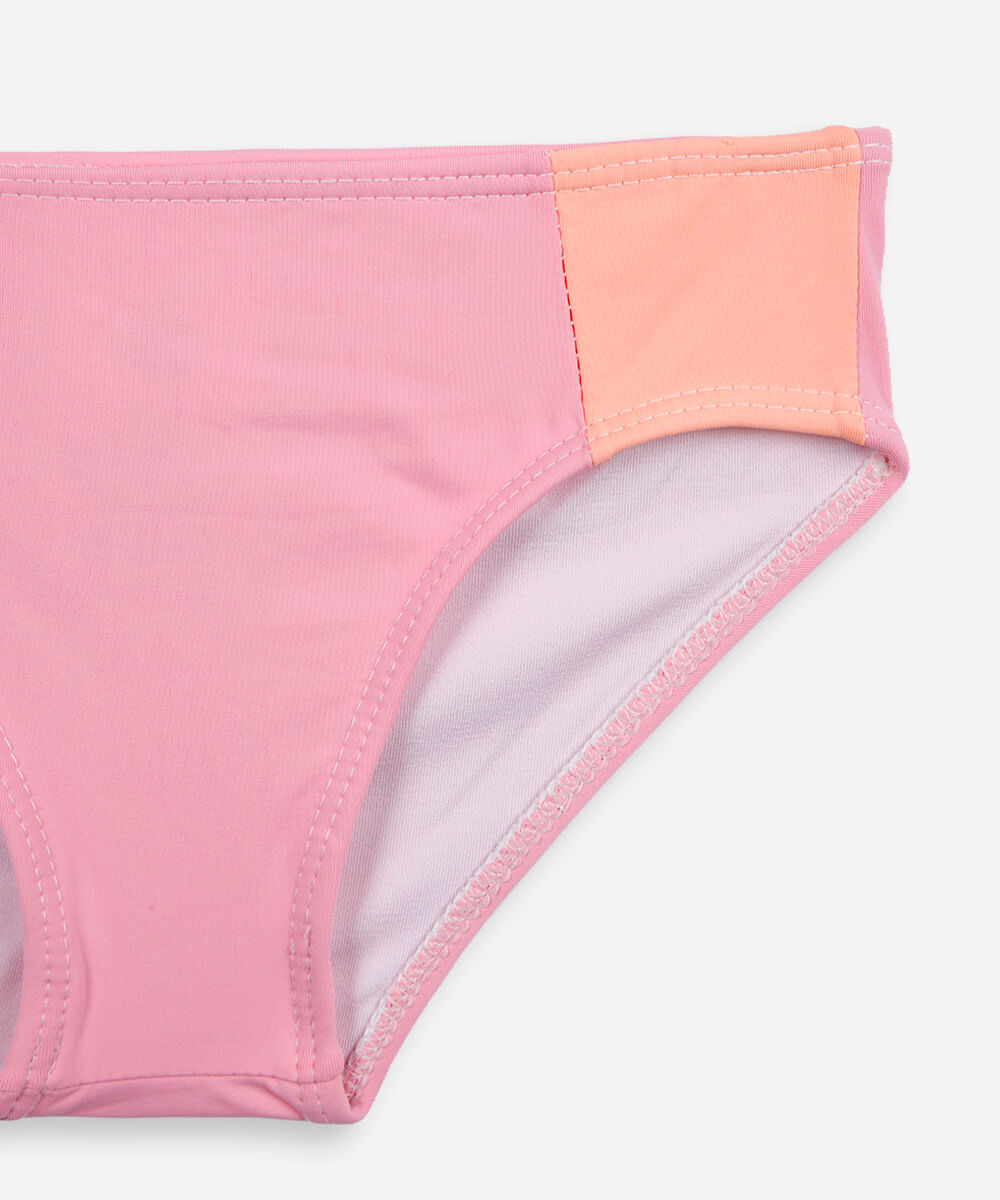 Conjunto infantil praia color block rosa