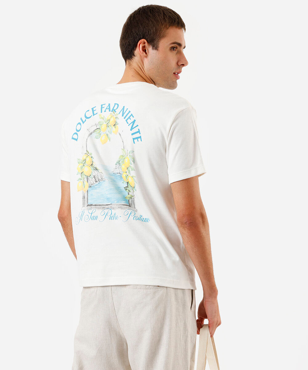 camiseta masculina relaxed com algodão capri off white