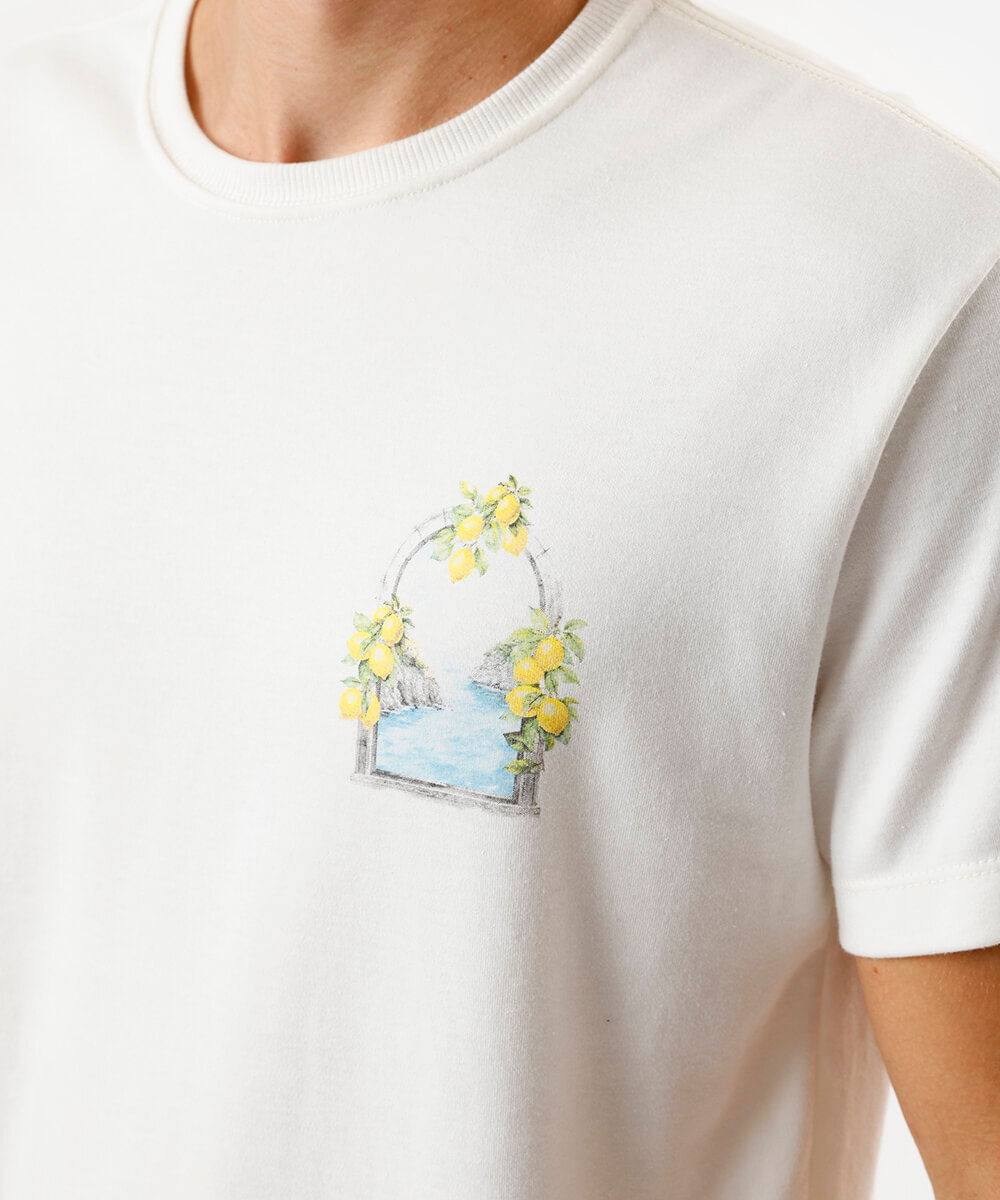 camiseta masculina relaxed com algodão capri off white