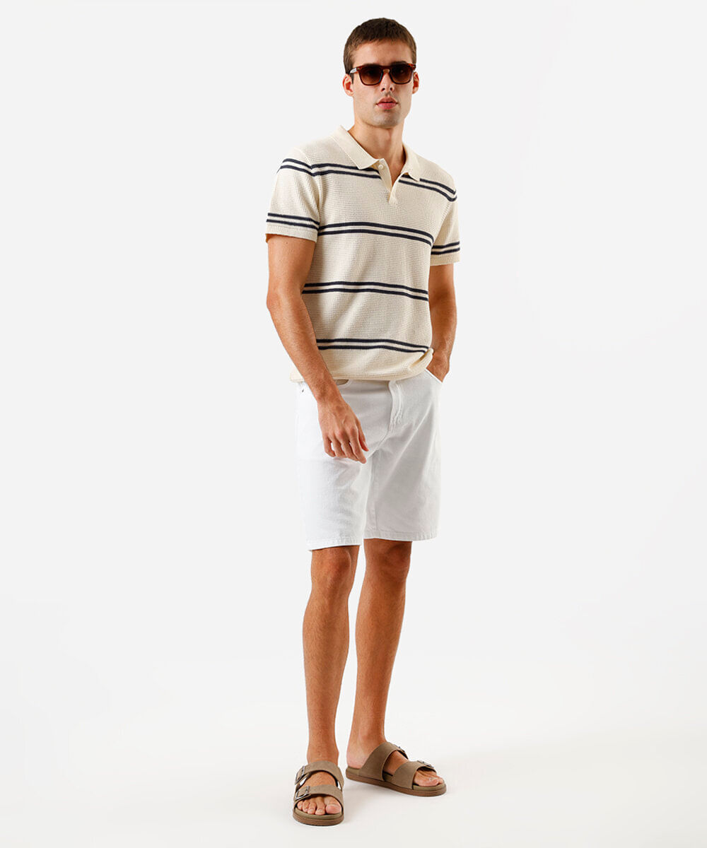bermuda de sarja masculina reta branca