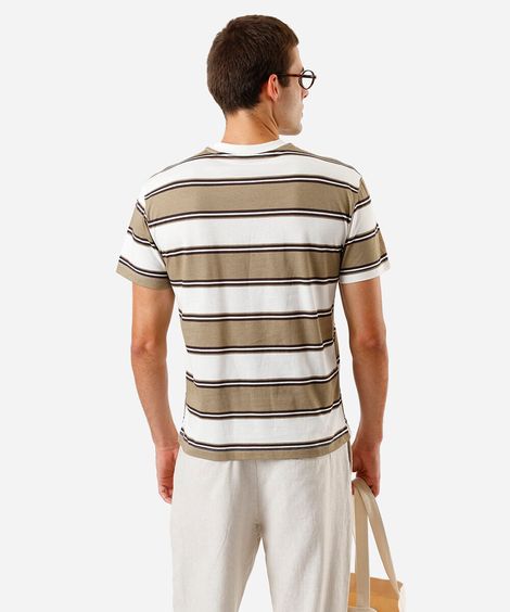 camiseta masculina box fit malha rugby listrada bege