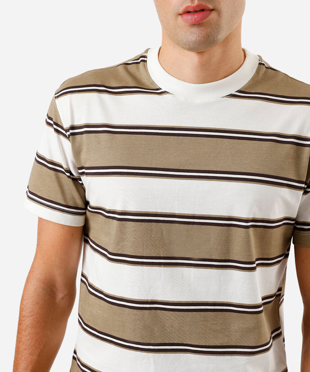 camiseta masculina box fit malha rugby listrada bege
