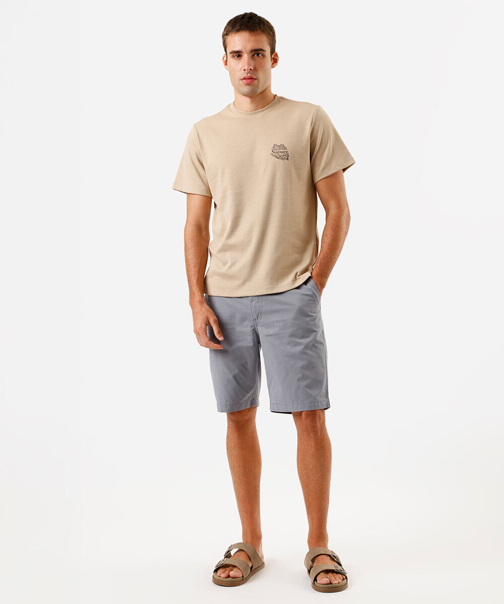 bermuda de sarja masculina reta azul