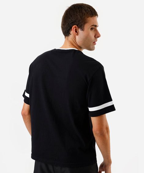 camiseta masculina college relaxed fit preta
