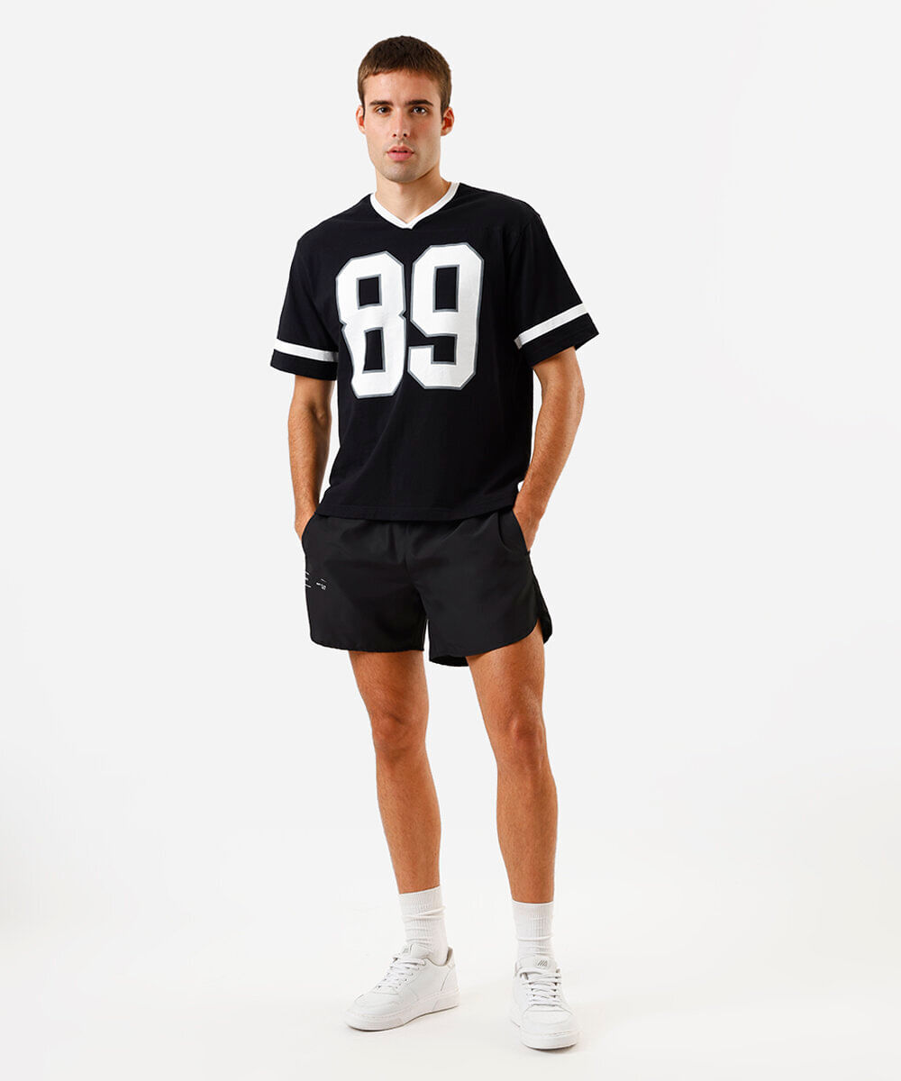 camiseta masculina college relaxed fit preta