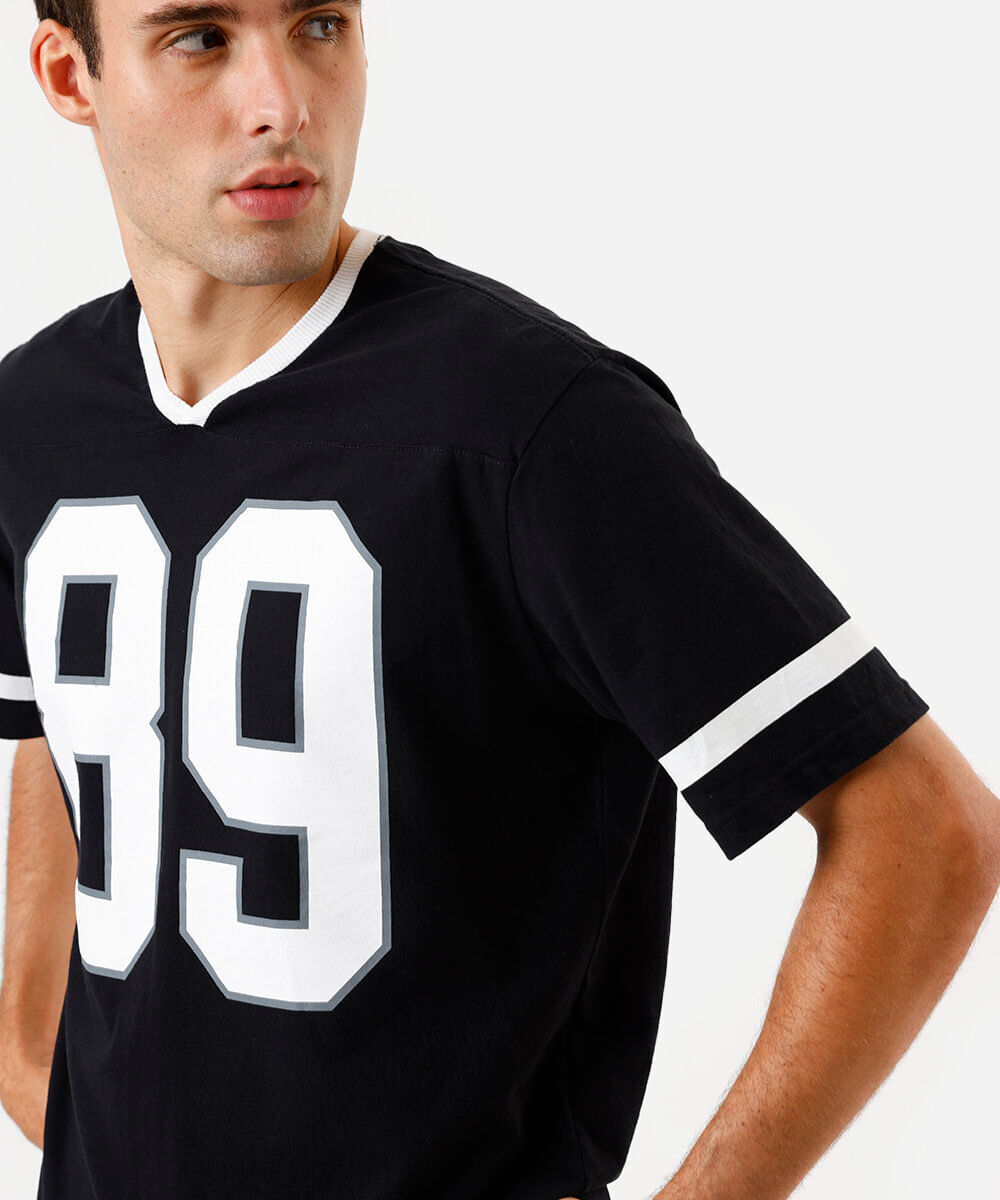 camiseta masculina college relaxed fit preta