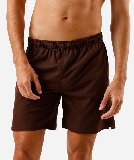 short masculino esportivo com recortes marrom