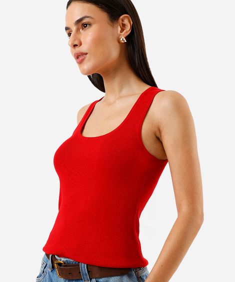 Regata de tricot feminina texturizada vermelha