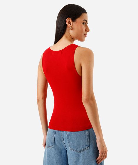 Regata de tricot feminina texturizada vermelha