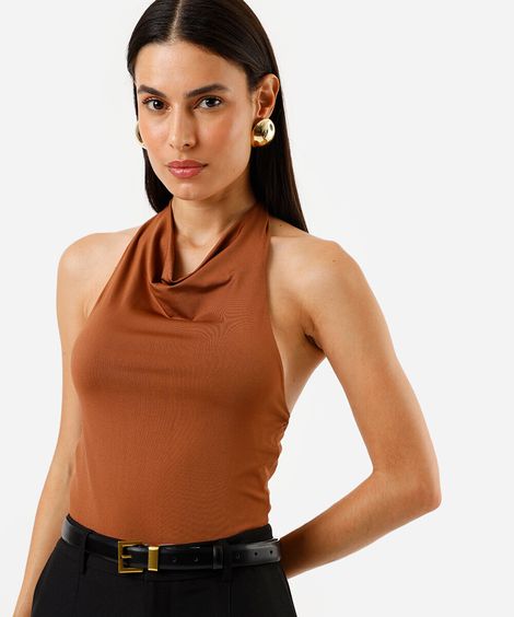 blusa feminina frente única marrom