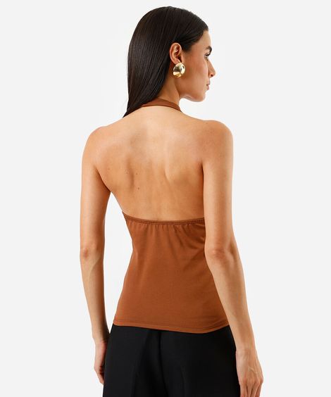 blusa feminina frente única marrom