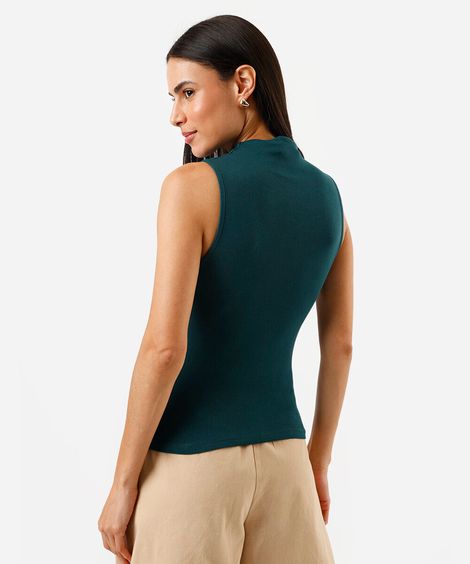 Blusa feminina gola alta canelada verde