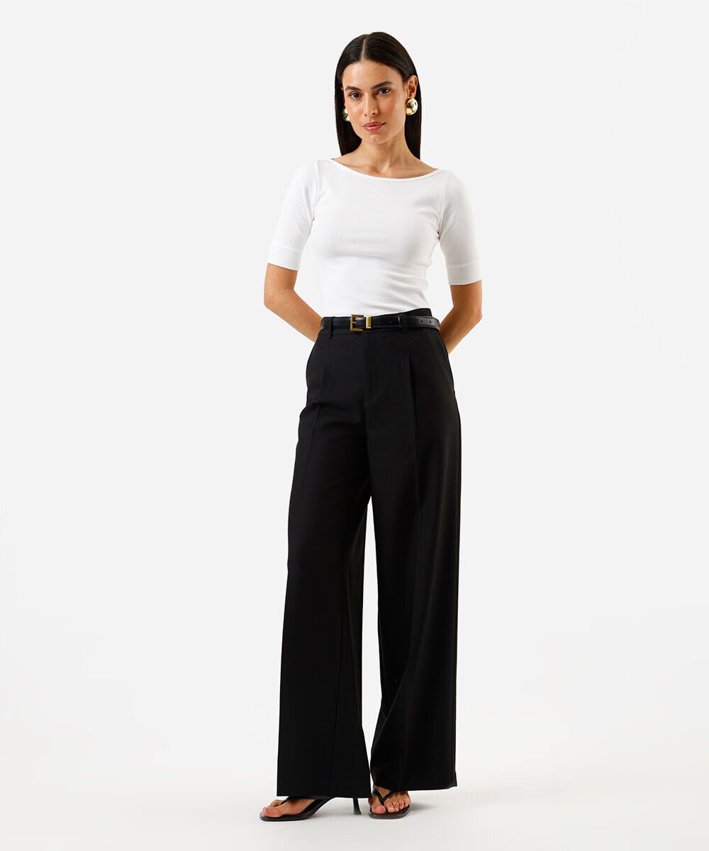 Blusa feminina canelada manga alongada off white