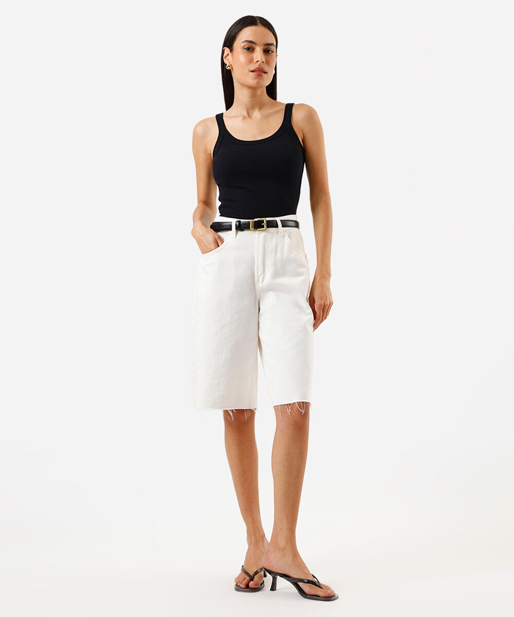 regata alça fina feminina de algodão canelada básica preta