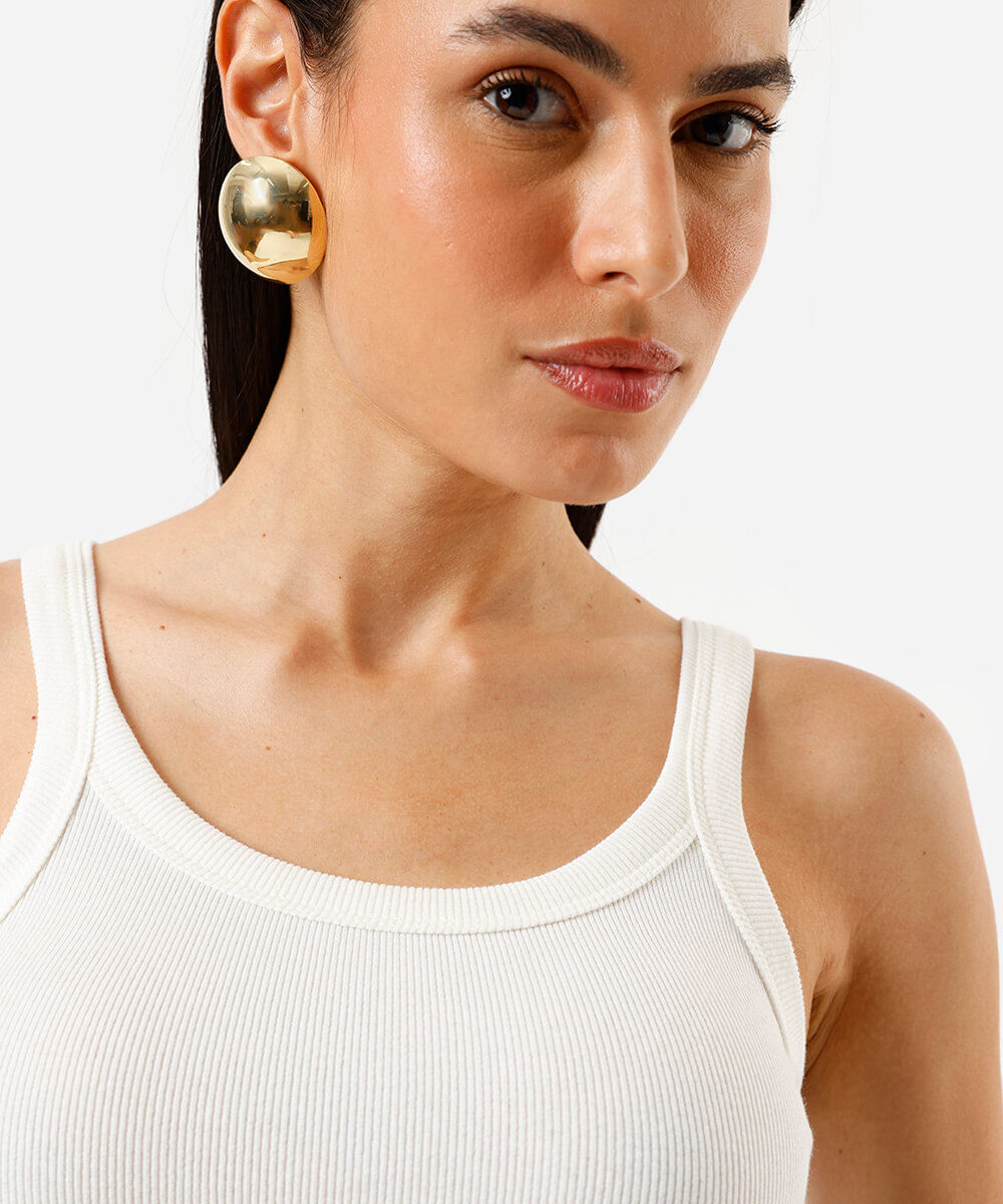 regata alça fina feminina de algodão canelada básica off white