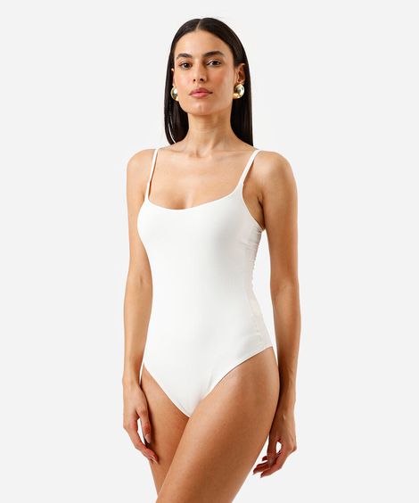 body feminino alça fina poliamida off white