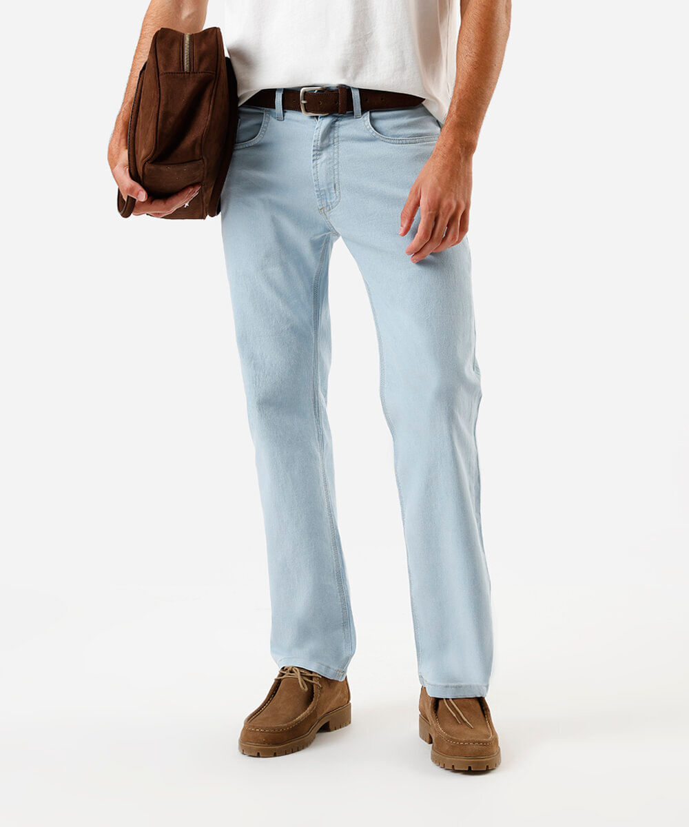 calça jeans masculina reta básica azul