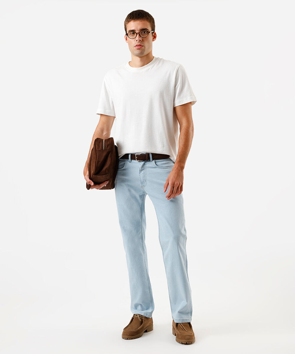 calça jeans masculina reta básica azul