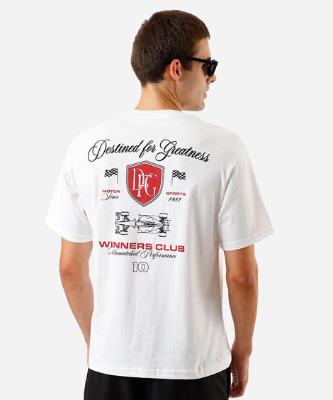 camiseta masculina relaxed fit racing destiny for greatness off white