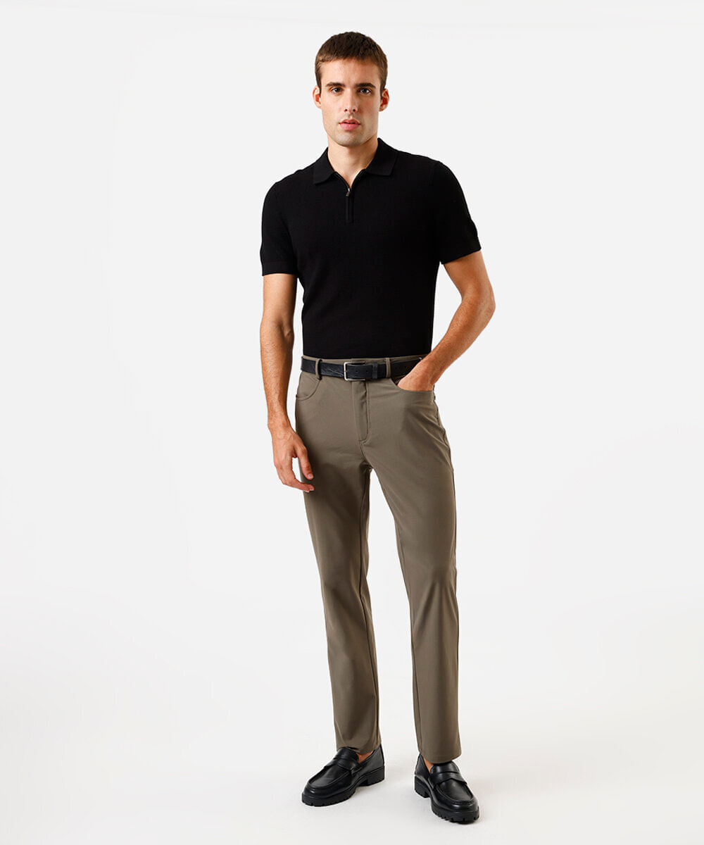 polo masculina de tricot texturizada preta