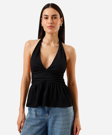 blusa feminina frente única preta